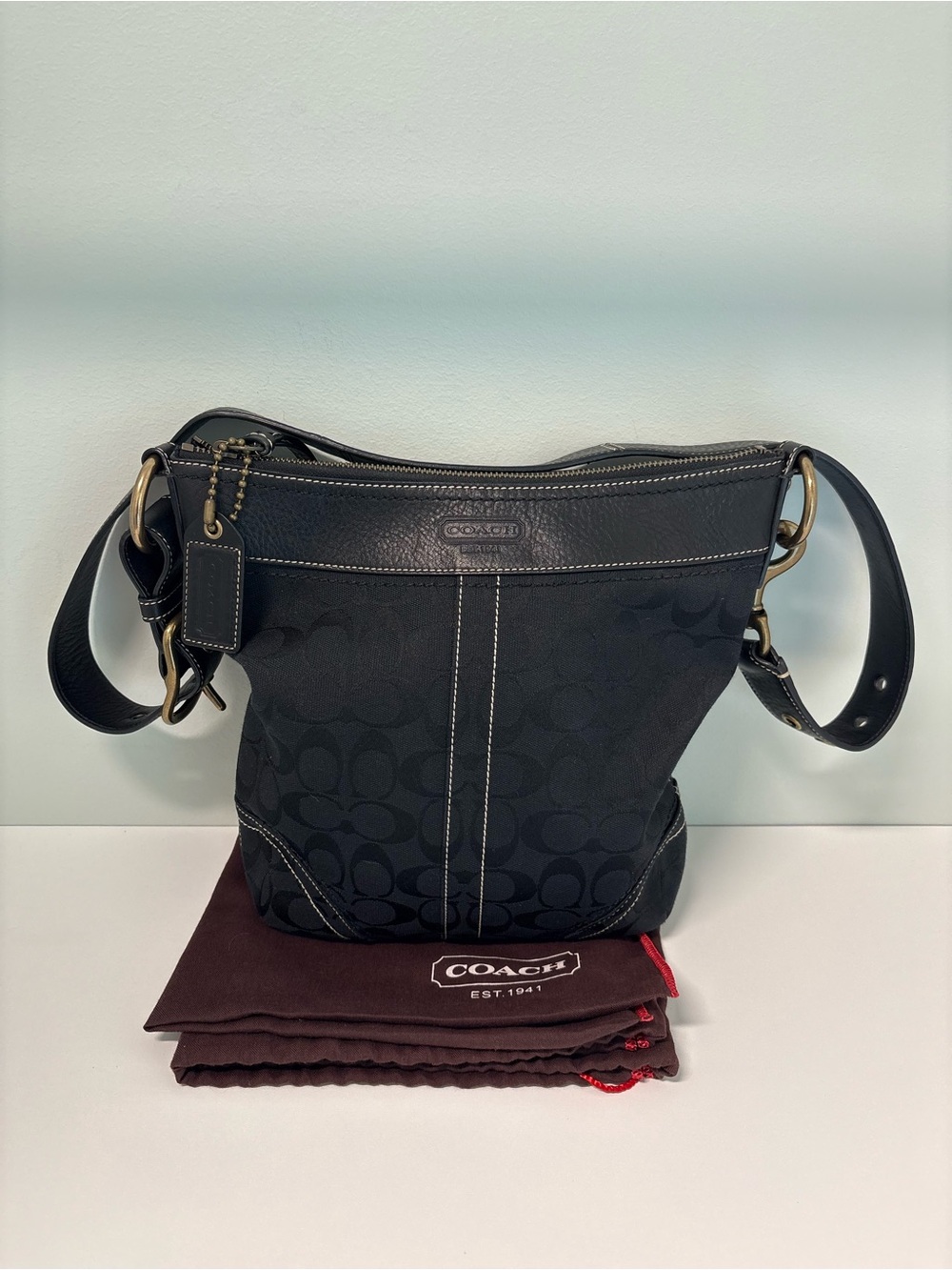 NWOT Coach 10403 Vintage Legacy Messenger Black Signature Jacquard Crossbody Bag